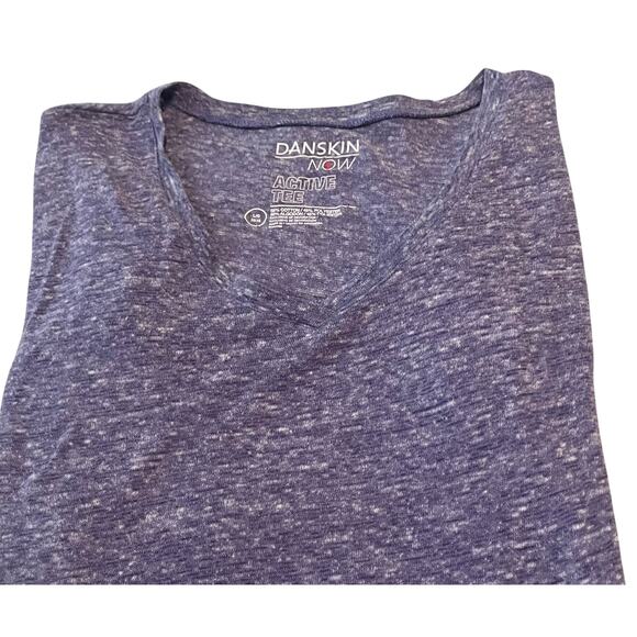 DANSKIN NOW ACTIVE TEE SHIRT, WOMENS, L, HEATHER LAVENDER, SHORT SLEEVE, V-NECK - Picture 2 of 10